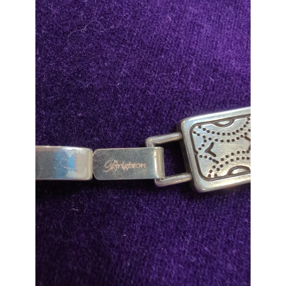 Brighton Bracelet rectangular panels w/ engraved geometric and dotted motifs.